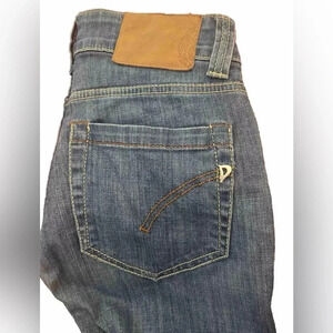 Dondup sz 26 Low Rise Bootcut Made in Italy Med Wash 2000s Yellow Detail Euro